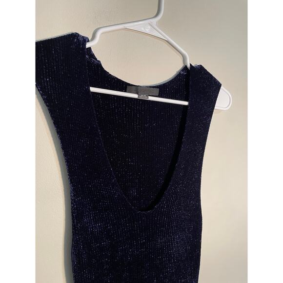 Alexander Wang Navy Blue Velvet Knit Sleeveless Tunic Top‎ One Size - Picture 2 of 9